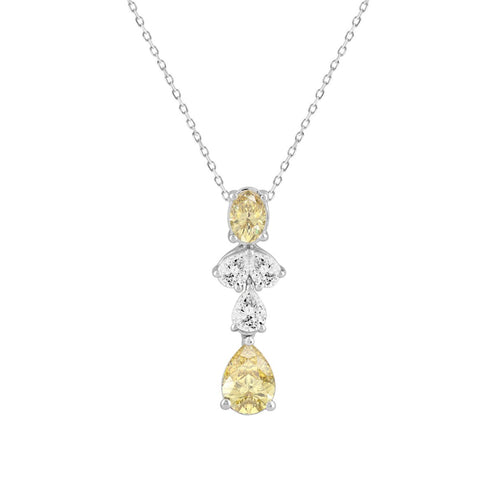14K WHITE/YELLOW GOLD 2.00CT PEAR/OVAL DIAMOND LADIES PENDANT WITH CHAIN (PEAR PINK 1.00CT/OVAL DIAMOND 1/2CT)