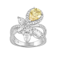 Load image into Gallery viewer, 14K WHITE GOLD 3.00CT ROUND/PEAR/MARQUISE DIAMOND LADIES RING (CENTER STONE YELLOW PEAR DIAMOND 1 1/2CT)
