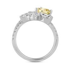 Load image into Gallery viewer, 14K WHITE GOLD 3.00CT ROUND/PEAR/MARQUISE DIAMOND LADIES RING (CENTER STONE YELLOW PEAR DIAMOND 1 1/2CT)
