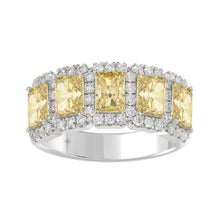 Load image into Gallery viewer, 14K WHITE GOLD 3.00CT ROUND/RADIANT YELLOW DIAMOND LADIES RING
