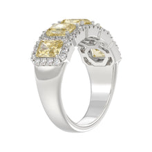 Load image into Gallery viewer, 14K WHITE GOLD 3.00CT ROUND/RADIANT YELLOW DIAMOND LADIES RING
