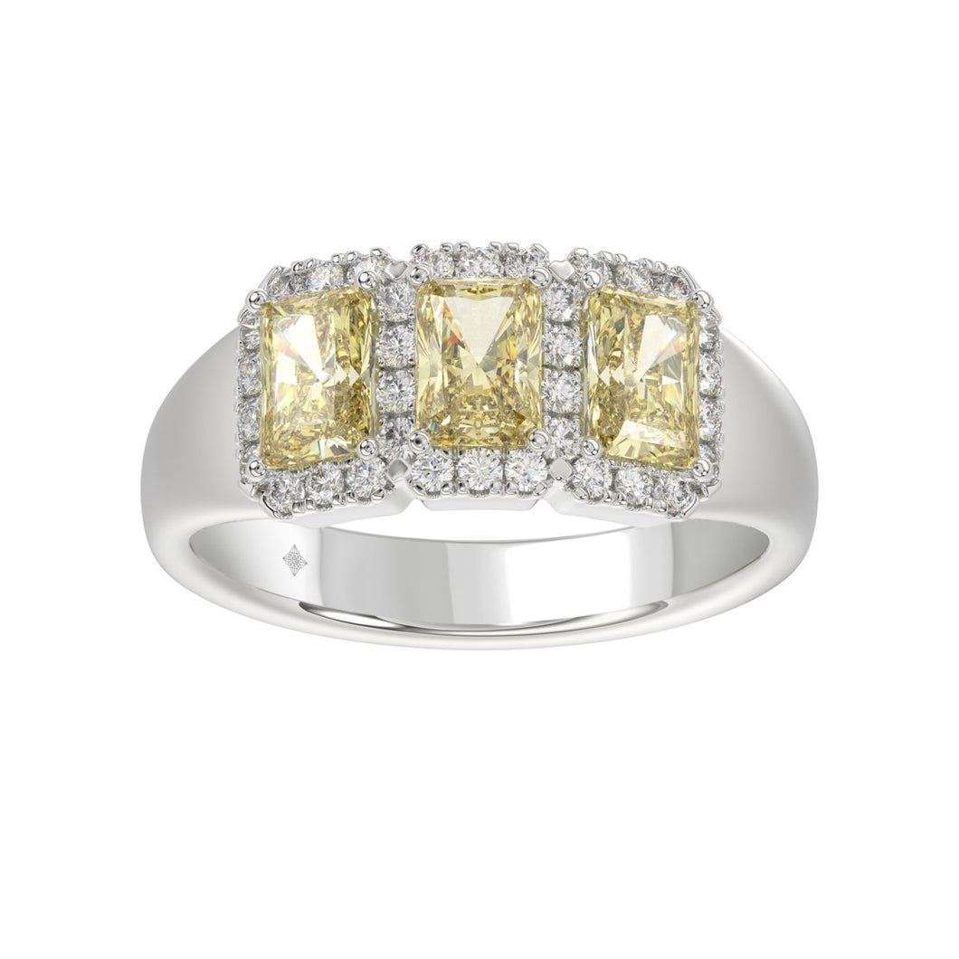 14K WHITE GOLD 1 3/4CT ROUND/RADIANT YELLOW DIAMOND LADIES RING