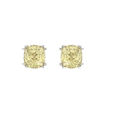 Load image into Gallery viewer, 14K WHITE GOLD 2.00CT CUSHION YELLOW DIAMOND LADIES EARRINGS
