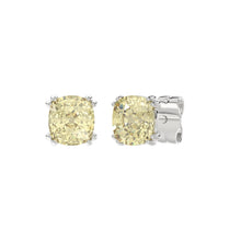 Load image into Gallery viewer, 14K WHITE GOLD 2.00CT CUSHION YELLOW DIAMOND LADIES EARRINGS
