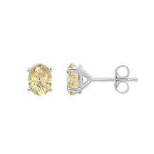 Load image into Gallery viewer, 14K WHITE GOLD 2.00CT YELLOW OVAL DIAMOND LADIES EARRINGS

