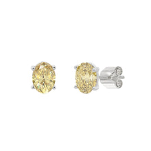 Load image into Gallery viewer, 14K WHITE GOLD 2.00CT YELLOW OVAL DIAMOND LADIES EARRINGS
