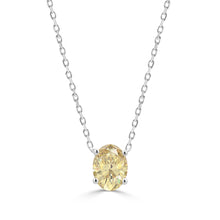 Load image into Gallery viewer, 14K WHITE GOLD 1.00CT YELLOW OVAL DIAMOND LADIES PENDANT
