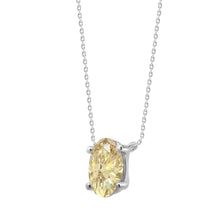 Load image into Gallery viewer, 14K WHITE GOLD 1.00CT YELLOW OVAL DIAMOND LADIES PENDANT

