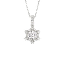 Load image into Gallery viewer, 14K WHITE GOLD 1.00CT ROUND/BAGUETTE/HEZAGON STEP CUT DIAMOND LADIES PENDANT
