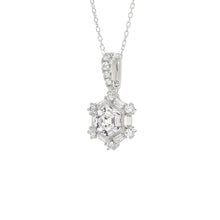 Load image into Gallery viewer, 14K WHITE GOLD 1.00CT ROUND/BAGUETTE/HEZAGON STEP CUT DIAMOND LADIES PENDANT
