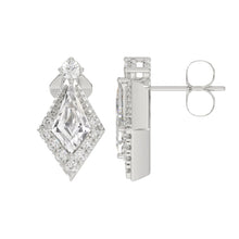 Load image into Gallery viewer, 14K WHITE GOLD 1 1/4CT ROUND/KITE STEP CUT DIAMOND LADIES EARRINGS
