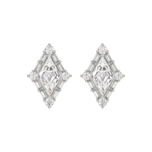 Load image into Gallery viewer, 14K WHITE GOLD 1 1/4CT ROUND/BAGUETTE/KITE STEP CUT DIAMOND LADIES EARRINGS
