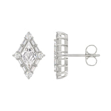 Load image into Gallery viewer, 14K WHITE GOLD 1 1/4CT ROUND/BAGUETTE/KITE STEP CUT DIAMOND LADIES EARRINGS

