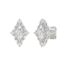 Load image into Gallery viewer, 14K WHITE GOLD 1 1/4CT ROUND/BAGUETTE/KITE STEP CUT DIAMOND LADIES EARRINGS
