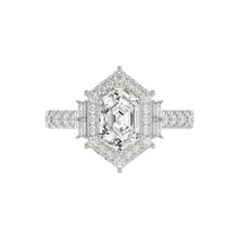 Load image into Gallery viewer, 14K WHITE GOLD 2 1/4CT ROUND/BAGUETTE/HEXAGON DIAMOND LADIES RING

