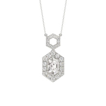 Load image into Gallery viewer, 14K WHITE GOLD  1 1/2CT ROUND/HEZAGON DIAMOND STEP CUT DIAMOND LADIES PENDANT
