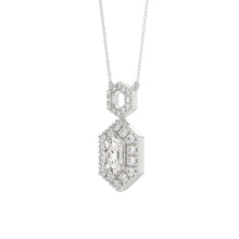 Load image into Gallery viewer, 14K WHITE GOLD  1 1/2CT ROUND/HEZAGON DIAMOND STEP CUT DIAMOND LADIES PENDANT
