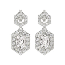 Load image into Gallery viewer, 14K WHITE GOLD 2 1/4CT ROUND/KITE STEP CUT DIAMOND LADIES EARRINGS
