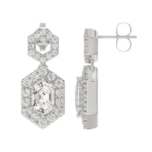 Load image into Gallery viewer, 14K WHITE GOLD 2 1/4CT ROUND/KITE STEP CUT DIAMOND LADIES EARRINGS
