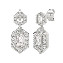 Load image into Gallery viewer, 14K WHITE GOLD 2 1/4CT ROUND/KITE STEP CUT DIAMOND LADIES EARRINGS
