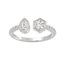 Load image into Gallery viewer, 14K WHITE GOLD 1.00CT ROUND/PEAR/HEXAGON DIAMOND LADIES RING
