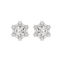 Load image into Gallery viewer, 14K WHITE GOLD 1 1/4CT ROUND/BAGUETTE/HEZAGON STEP CUT DIAMOND LADIES EARRINGS
