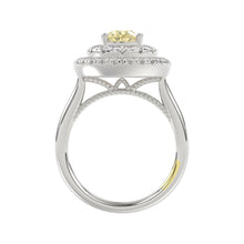 Load image into Gallery viewer, 14K WHITE GOLD CRAFTED WITH 18K YELLOW GOLD SHANK  2 1/2CT ROUND/YELLOW PEAR DIAMOND LADIES RING
