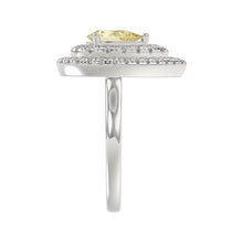 Load image into Gallery viewer, 14K WHITE GOLD CRAFTED WITH 18K YELLOW GOLD SHANK  2 1/2CT ROUND/YELLOW PEAR DIAMOND LADIES RING
