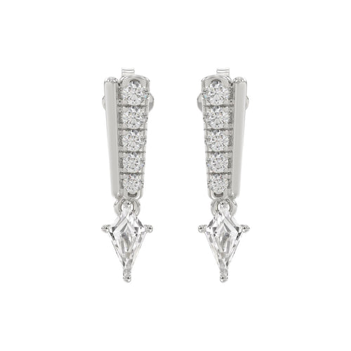 14K WHITE GOLD 3/4CT ROUND/KITE STEP CUT DIAMOND LADIES EARRINGS