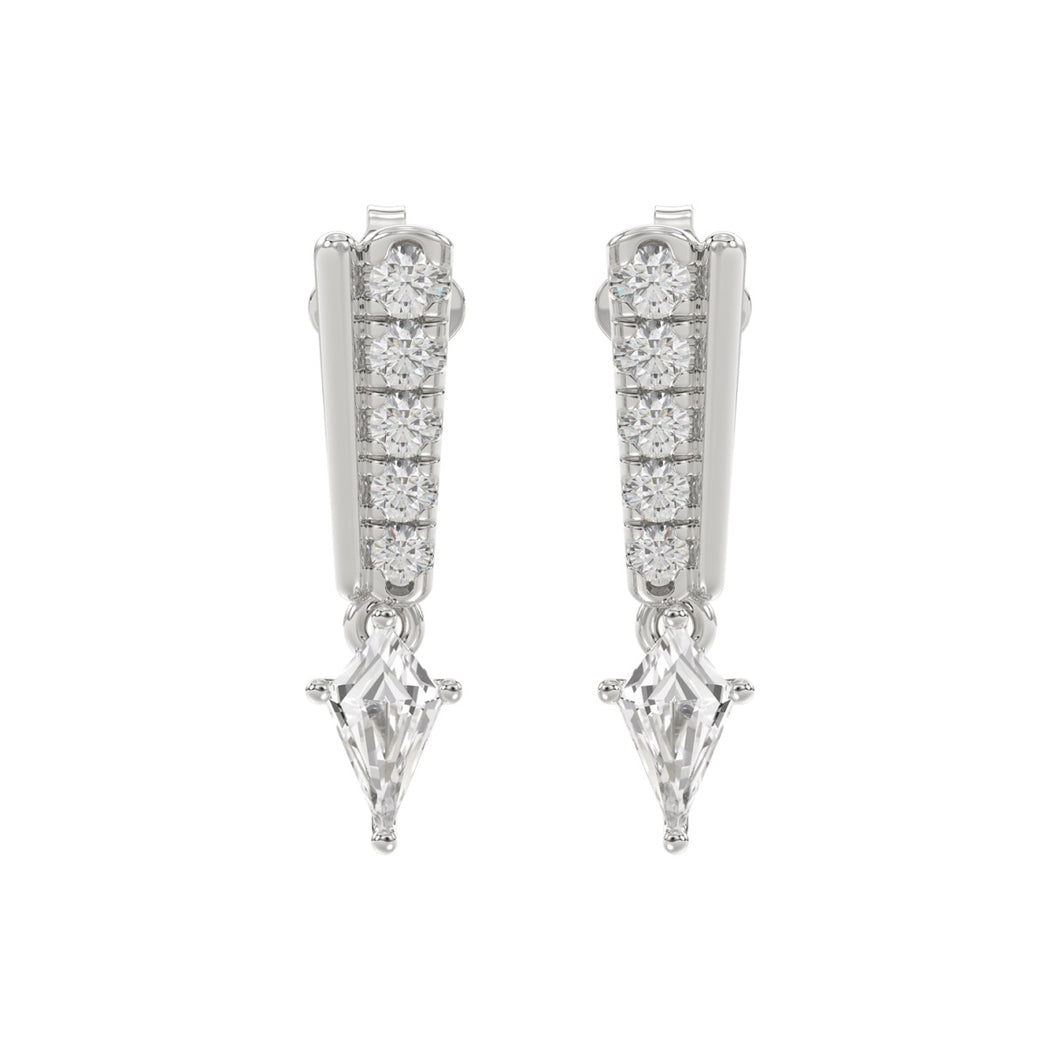 14K WHITE GOLD 3/4CT ROUND/KITE STEP CUT DIAMOND LADIES EARRINGS