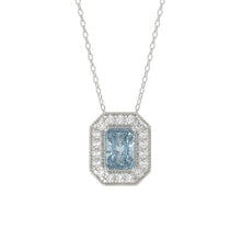 Load image into Gallery viewer, 14K WHITE GOLD CRAFTED WITH 18K YELLOW GOLD BACK PLATE 1 1/4CT ROUND/BLUE EMERALD DIAMOND LADIES PENDANT WITH CHAIN
