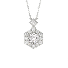 Load image into Gallery viewer, 14K WHITE GOLD 1 1/2CT ROUND/HEXAGON DIAMOND LADIES PENDANT
