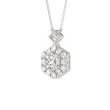 Load image into Gallery viewer, 14K WHITE GOLD 1 1/2CT ROUND/HEXAGON DIAMOND LADIES PENDANT

