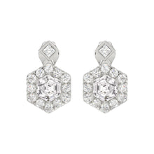 Load image into Gallery viewer, 14KWHITE GOLD 2 1/4CT ROUND/HEXAGON STEP CUT DIAMOND LADIES EARRINGS
