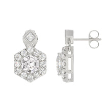 Load image into Gallery viewer, 14KWHITE GOLD 2 1/4CT ROUND/HEXAGON STEP CUT DIAMOND LADIES EARRINGS
