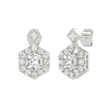Load image into Gallery viewer, 14KWHITE GOLD 2 1/4CT ROUND/HEXAGON STEP CUT DIAMOND LADIES EARRINGS

