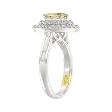 Load image into Gallery viewer, 14K WHITE GOLD CRAFTED WITH 18K YELLOW GOLD SHANK  1 1/2CT ROUND/YELLOW OVAL DIAMOND LADIES RING

