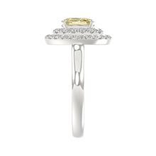 Load image into Gallery viewer, 14K WHITE GOLD CRAFTED WITH 18K YELLOW GOLD SHANK  1 1/2CT ROUND/YELLOW OVAL DIAMOND LADIES RING
