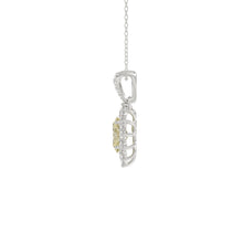 Load image into Gallery viewer, 14K WHITE GOLD CRAFTED WITH 18K YELLOW GOLD BACK PLATE 1 1/2CT ROUND/YELLOW OVAL DIAMOND LADIES PENDANT WITH CHAIN 
