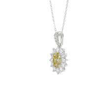 Load image into Gallery viewer, 14K WHITE GOLD CRAFTED WITH 18K YELLOW GOLD BACK PLATE 1 1/2CT ROUND/YELLOW OVAL DIAMOND LADIES PENDANT WITH CHAIN 
