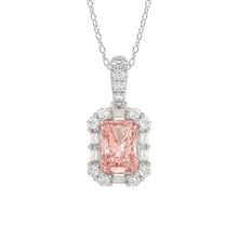 Load image into Gallery viewer, 14K WHITE GOLD CRAFTED WITH 18K YELLOW GOLD BACK PLATE 1 1/4CT ROUND/BAGUETTE/PINK RADIANT DIAMOND LADIES PENDANT WITH CHAIN
