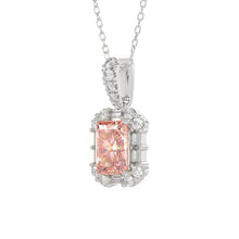 Load image into Gallery viewer, 14K WHITE GOLD CRAFTED WITH 18K YELLOW GOLD BACK PLATE 1 1/4CT ROUND/BAGUETTE/PINK RADIANT DIAMOND LADIES PENDANT WITH CHAIN
