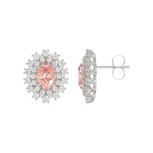 Load image into Gallery viewer, 14K WHITE GOLD CRAFTED WITH 18K YELLOW GOLD BACK PLATE 1 1/2CT ROUND/PINK OVAL  DIAMOND LADIES EARRINGS
