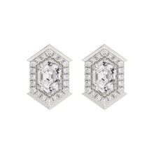 Load image into Gallery viewer, 14K WHITE GOLD 1 1/4CT ROUND/HEXAGON DIAMOND LADIES EARRINGS
