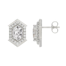 Load image into Gallery viewer, 14K WHITE GOLD 1 1/4CT ROUND/HEXAGON DIAMOND LADIES EARRINGS
