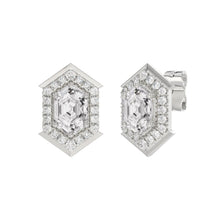Load image into Gallery viewer, 14K WHITE GOLD 1 1/4CT ROUND/HEXAGON DIAMOND LADIES EARRINGS
