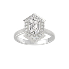 Load image into Gallery viewer, 14K WHITE GOLD 1 1/4CT ROUND/HEXAGON DIAMOND LADIES RING
