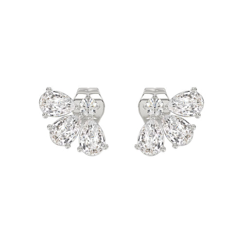 14K WHITE GOLD 1.00CT ROUND/PEAR DIAMOND LADIES EARRINGS