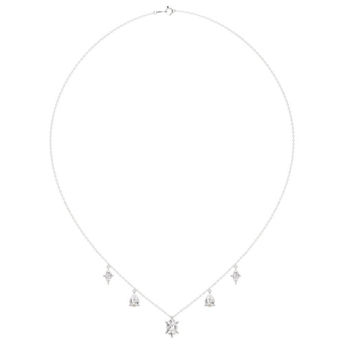 14K WHITE GOLD 3 1/2CT PEAR/HEXAGON/LOZENGE DIAMOND LADIES NECKLACE