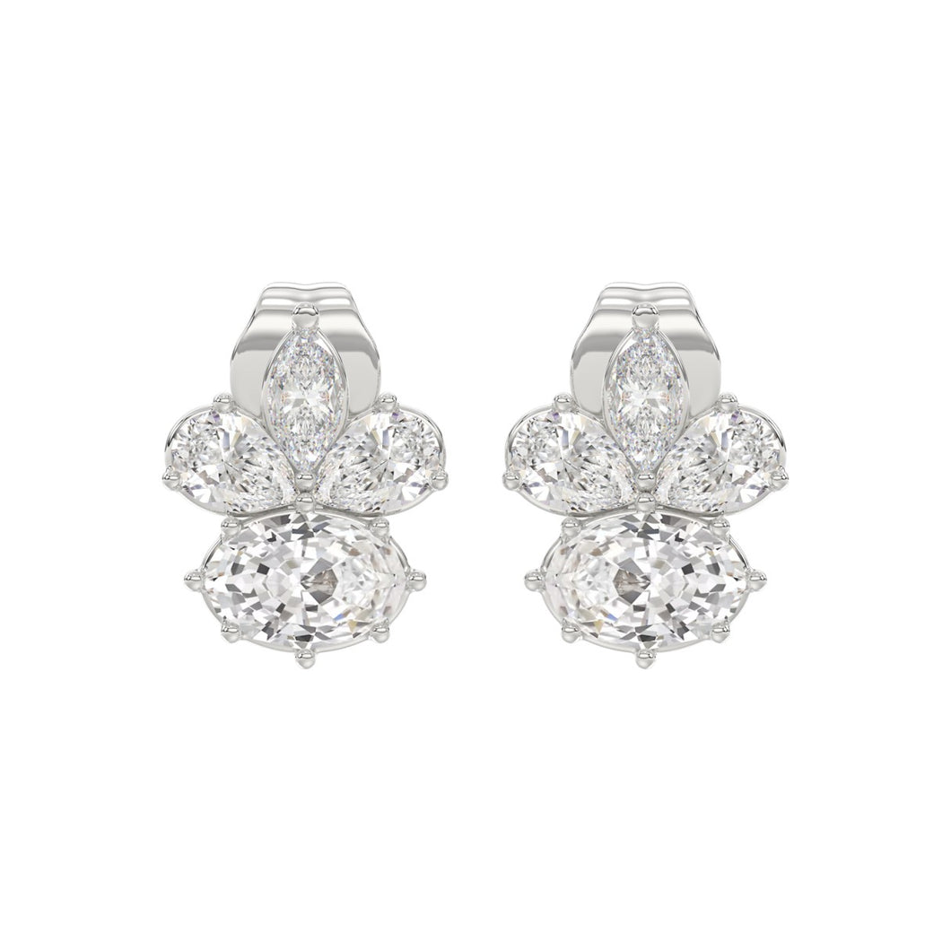 14K WHITE GOLD 1 3/4CT MARQUISE/PEAR/OVAL DIAMOND LADIES EARRINGS